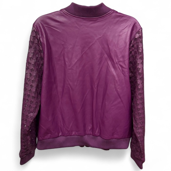Colleen Lopez "Dream Weaver" Laser-Cut Faux Leather Bomber Jacket - Picture 9 of 9